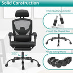 Chaise de bureau inclinable à dossier haut avec repose-pieds, appuie-tête et support lombaire réglables