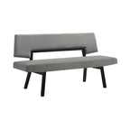 Banc de salle à manger de 160 cm avec assise et dossier rembourrés, tissu gris anthracite