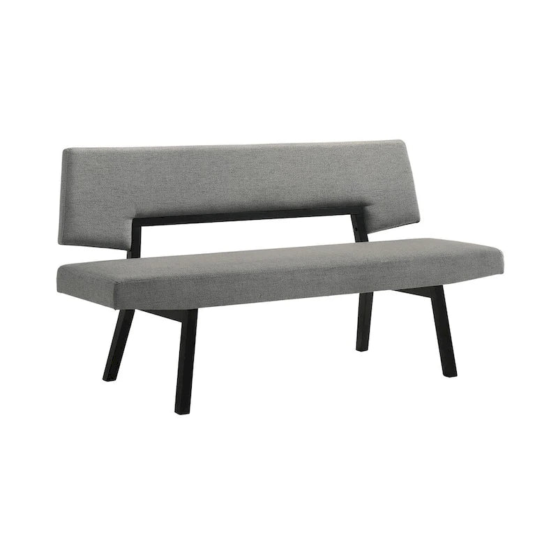 Banc de salle à manger de 160 cm avec assise et dossier rembourrés, tissu gris anthracite