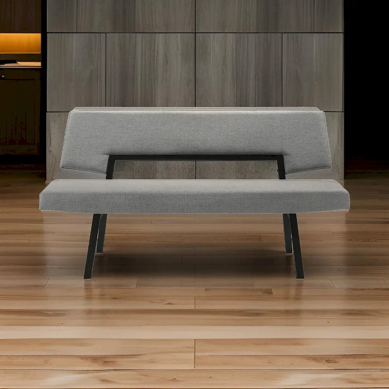 Banc de salle à manger de 160 cm avec assise et dossier rembourrés, tissu gris anthracite