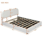 Lit plateforme capitonné Queen Size avec rangement hydraulique