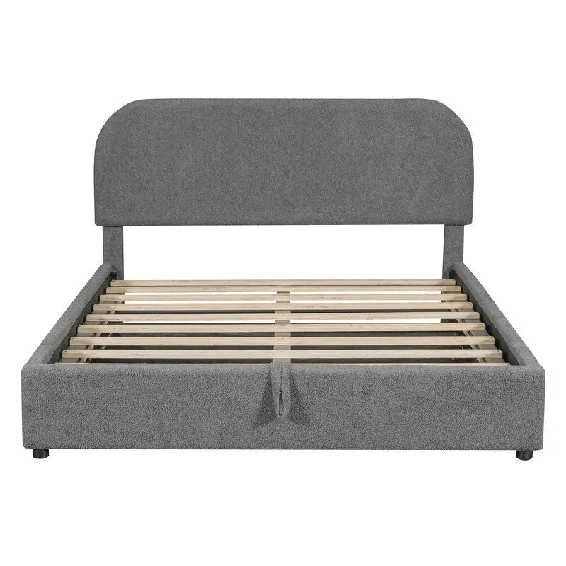 Lit plateforme capitonné Queen Size avec rangement hydraulique