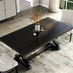 Table de salle à manger noire de style ferme de 79 pouces